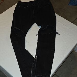 MNML Black Jeans with Tan Label